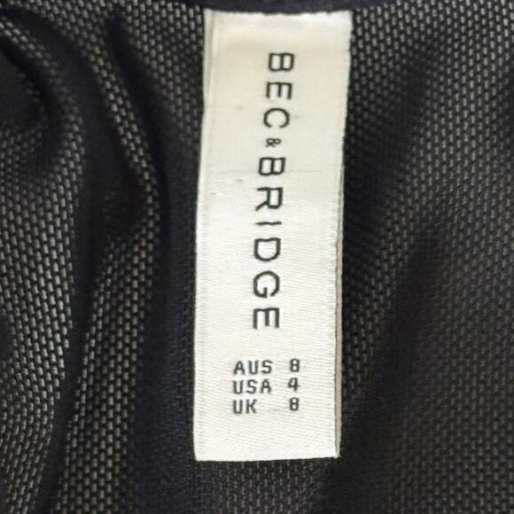 Bec & Bridge Kathy Sexy Mesh Cut Out Black Midi Body Dress Size 4 Semi Sheer - Picture 15 of 16